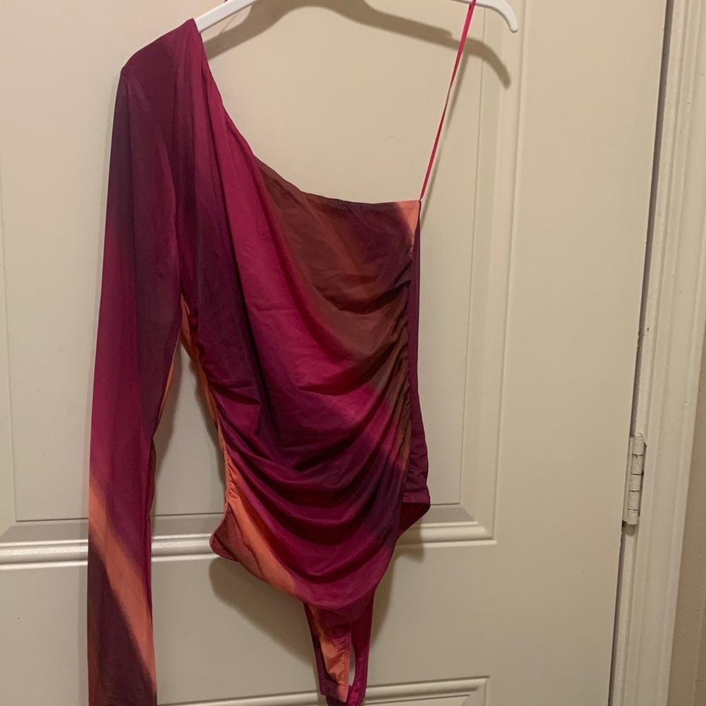 GB girls One-Shoulder Gradient Bodysuit in Magenta and Coral